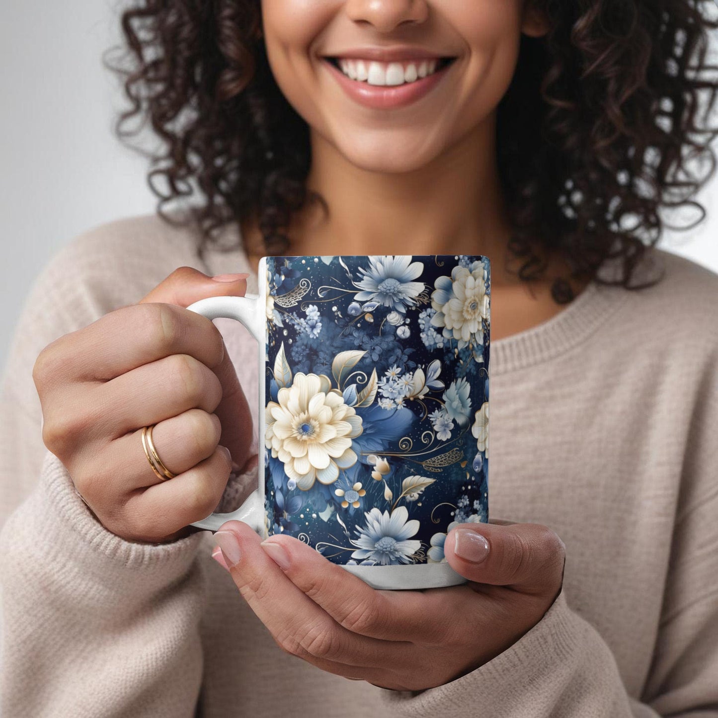 Nocturnal Bloom Pattern 001 - 15oz White Ceramic Mug