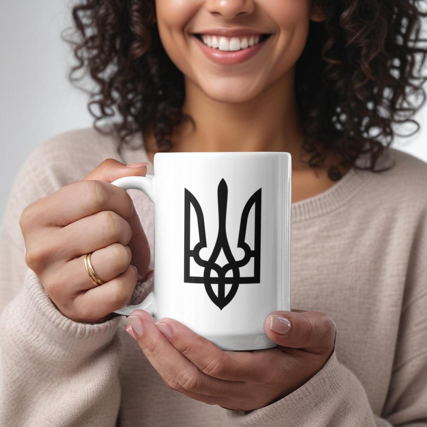Tryzub (Black) - 15oz White Ceramic Mug