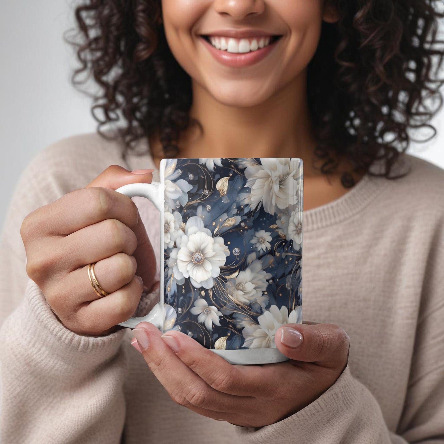 Nocturnal Bloom Pattern 002 - 15oz White Ceramic Mug