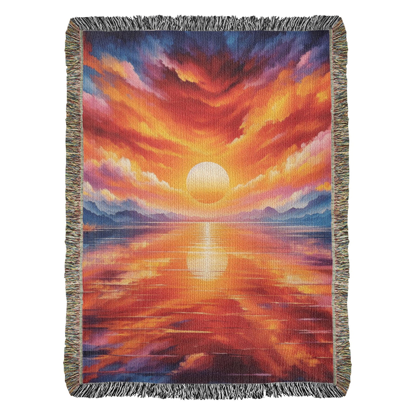 Colorful Sunset 12 - 60" x 80" Heirloom Woven Blanket