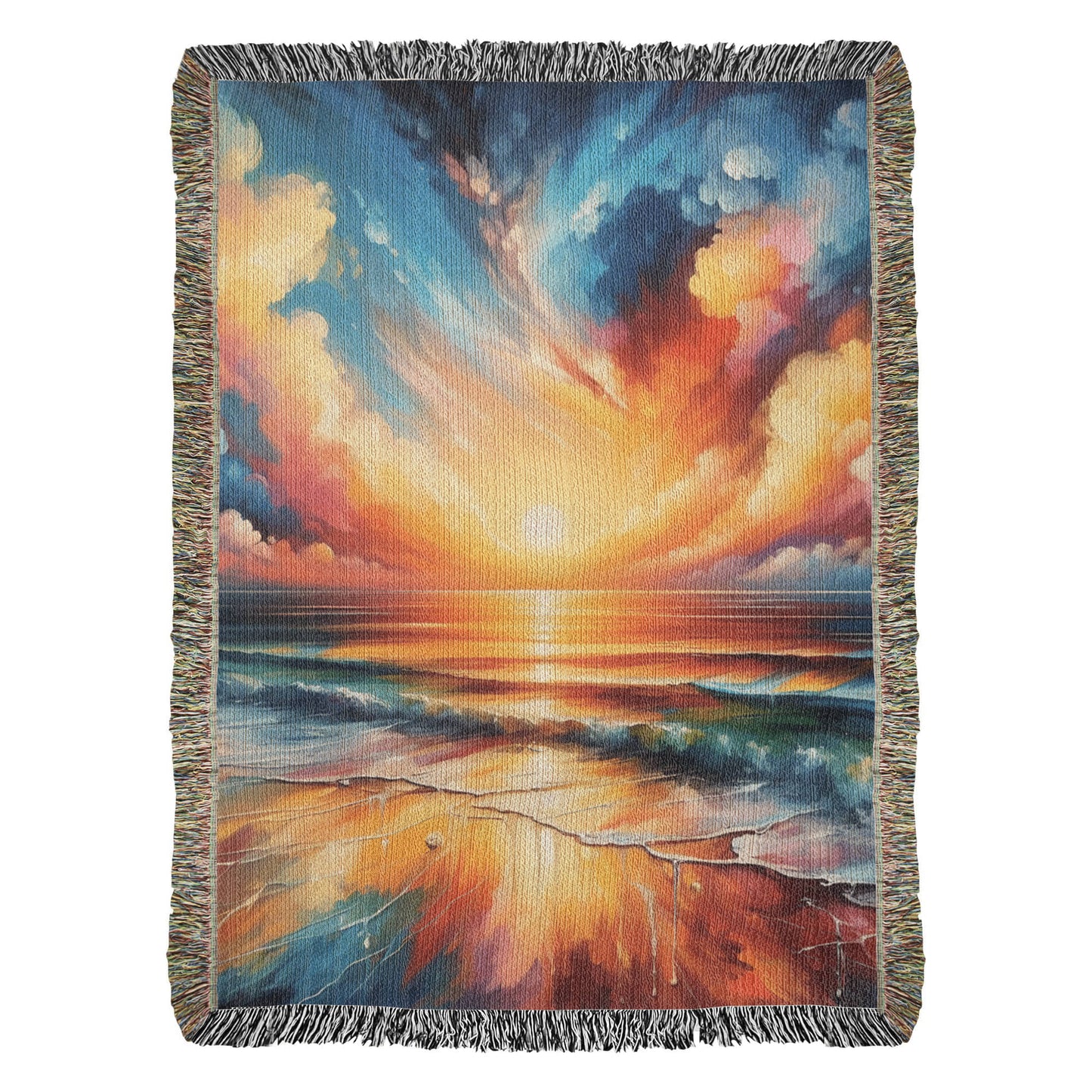Colorful Sunset 10 - 60" x 80" Heirloom Woven Blanket