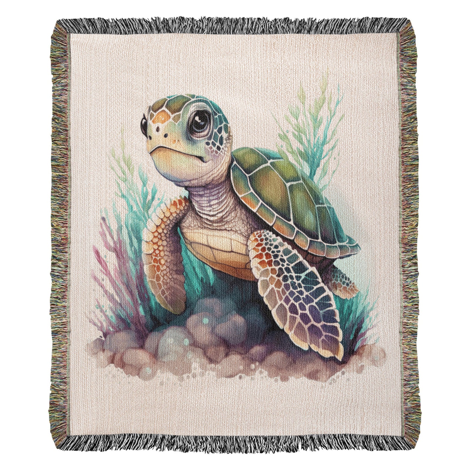 Cute Sea Turtle 015 - 50" x 60" Heirloom Woven Blanket