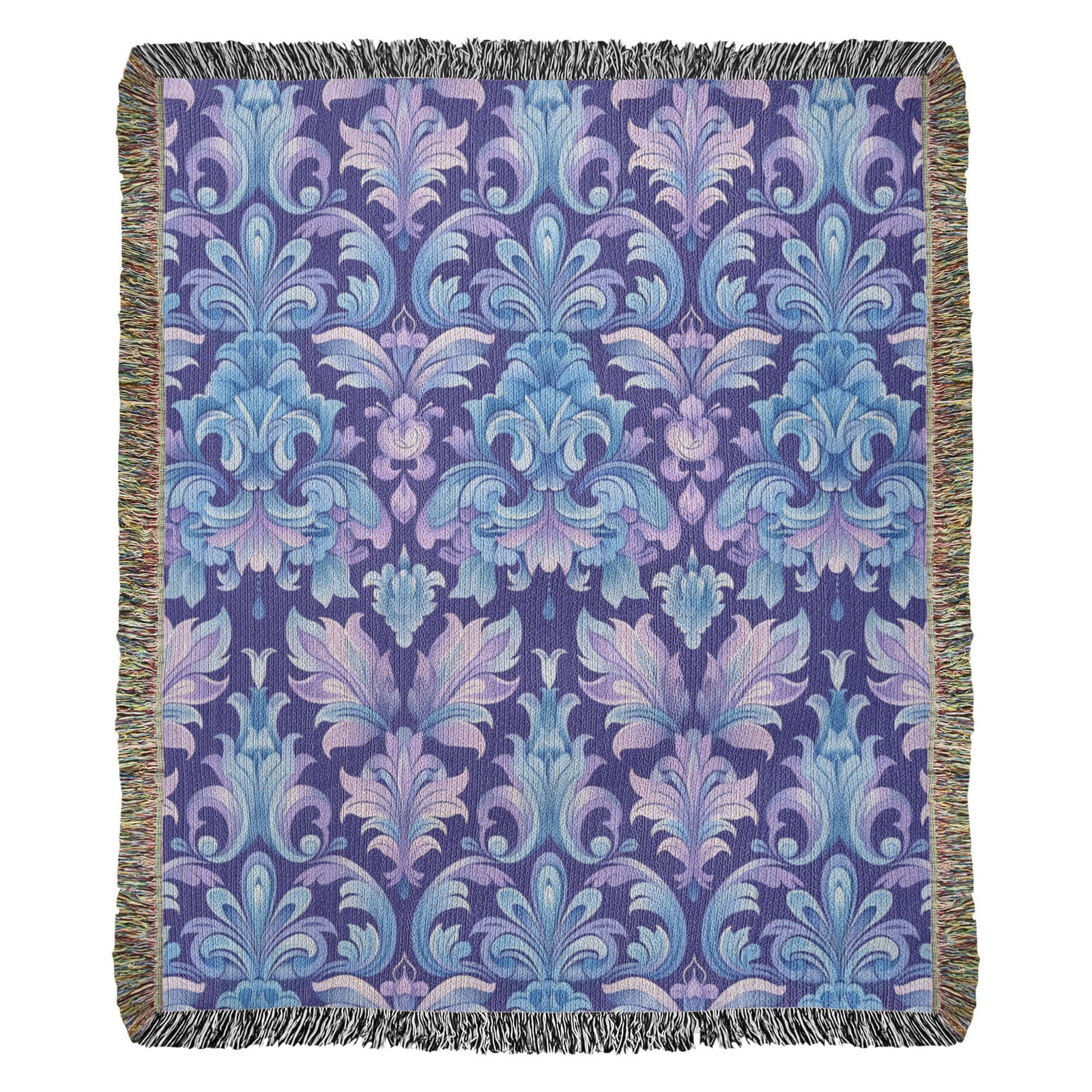 Blue And Purple Floral Pattern 018 - 50" x 60" Heirloom Woven Blanket