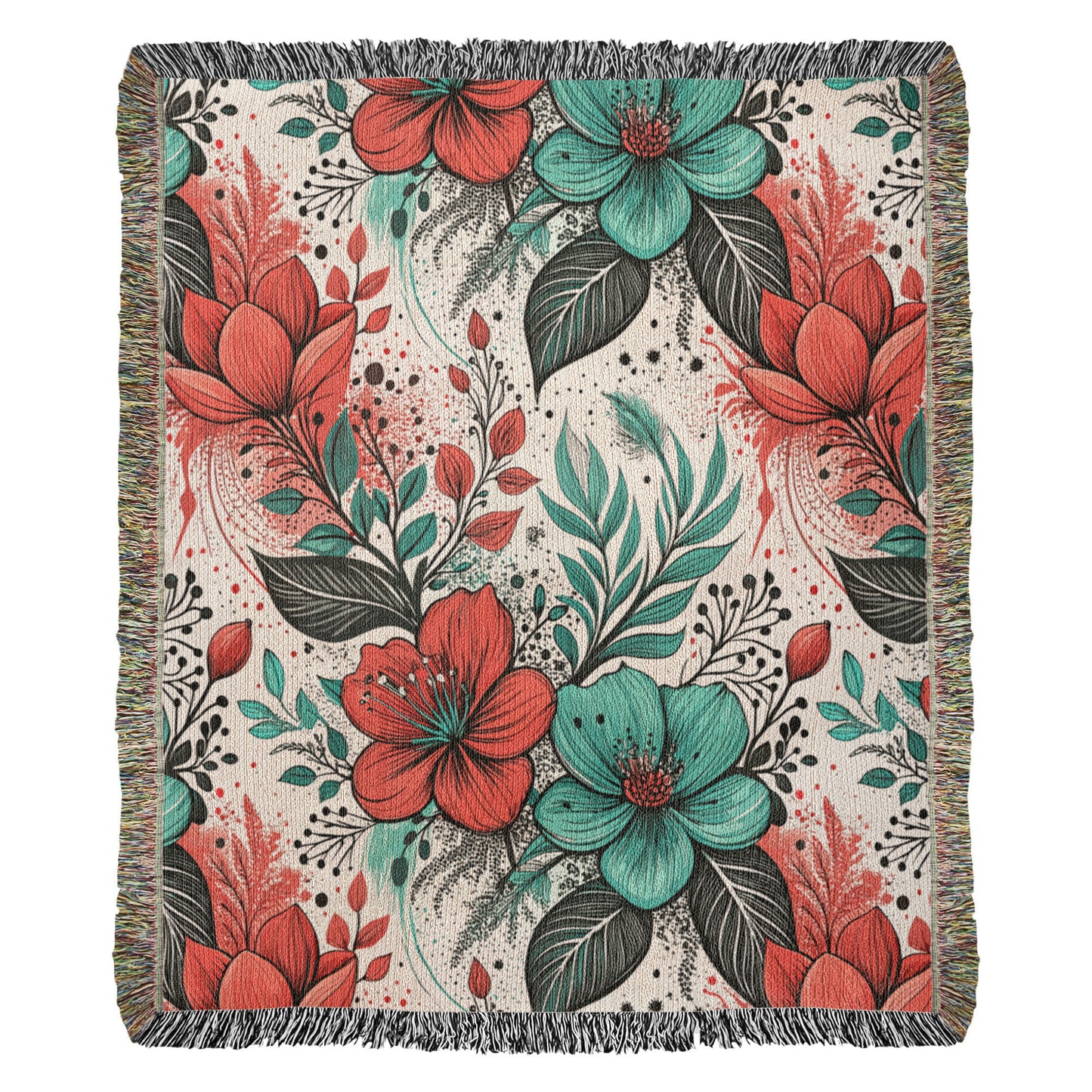 Oversized Floral Pattern 002 - 50" x 60" Heirloom Woven Blanket