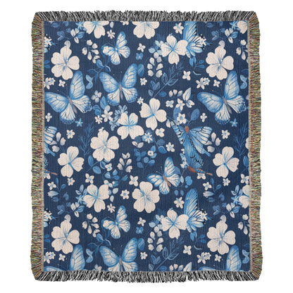 Butterflies And Flowers Pattern 028 - 50" x 60" Heirloom Woven Blanket