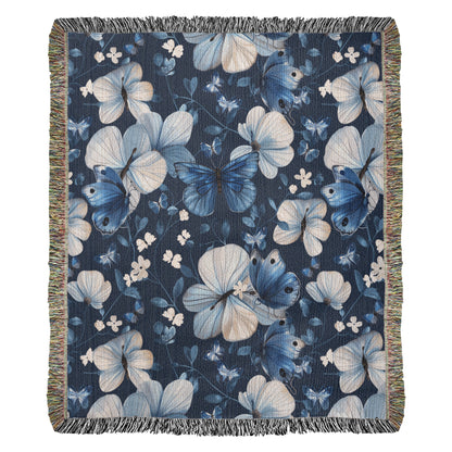 Butterflies And Flowers Pattern 026 - 50" x 60" Heirloom Woven Blanket