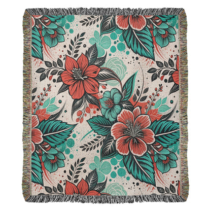 Oversized Floral Pattern 005 - 50" x 60" Heirloom Woven Blanket