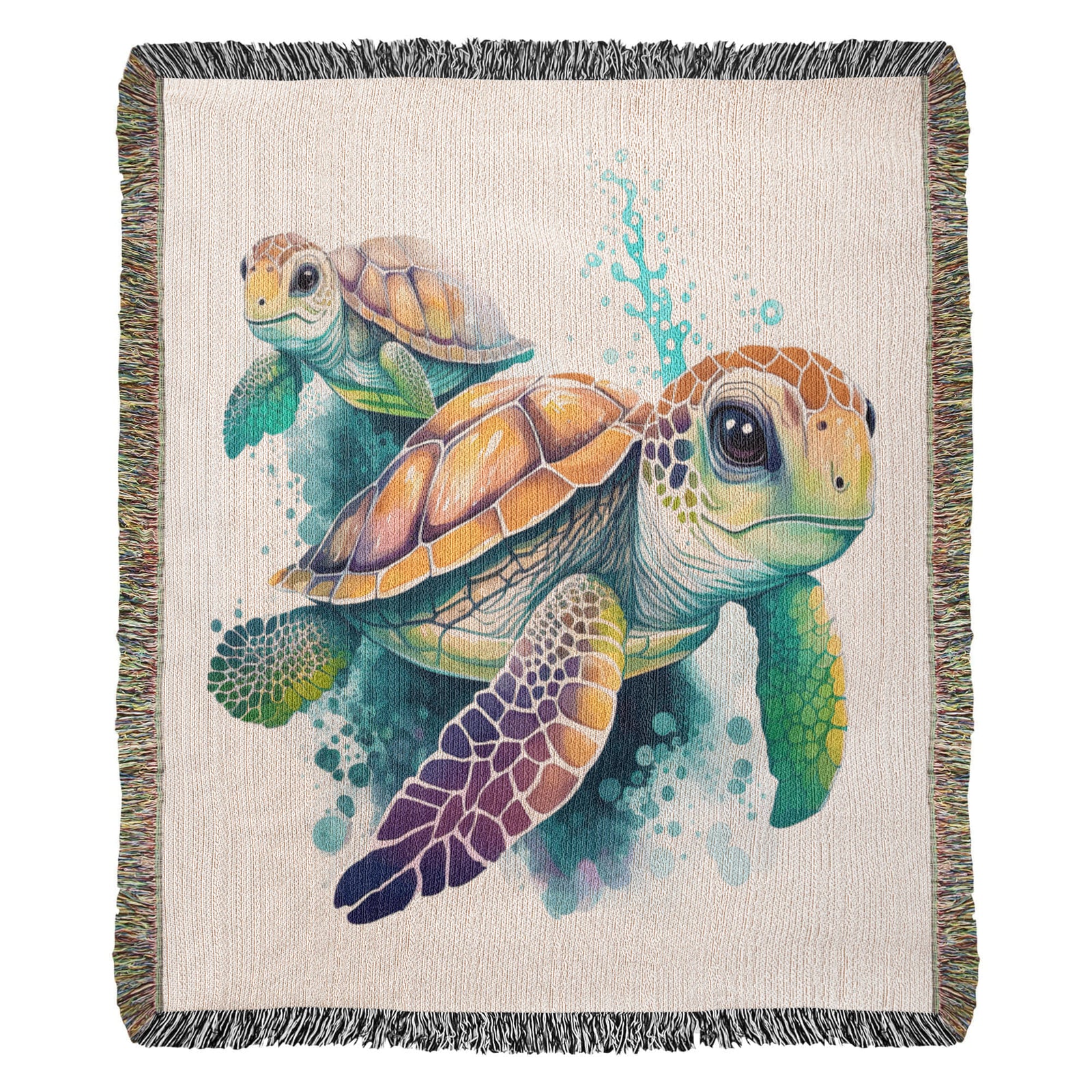Cute Sea Turtle 011 - 50" x 60" Heirloom Woven Blanket