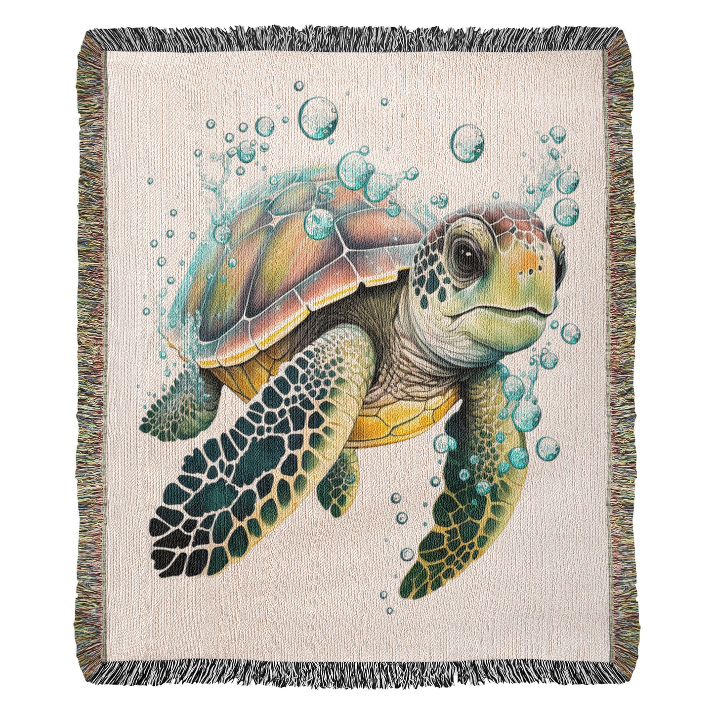 Cute Sea Turtle 004 - 50" x 60" Heirloom Woven Blanket