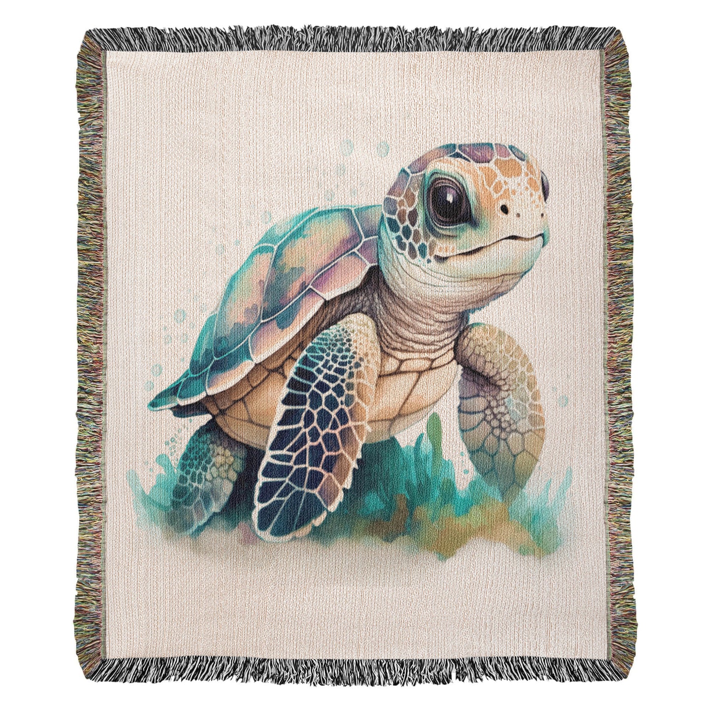 Cute Sea Turtle 014 - 50" x 60" Heirloom Woven Blanket