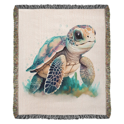 Cute Sea Turtle 014 - 50" x 60" Heirloom Woven Blanket