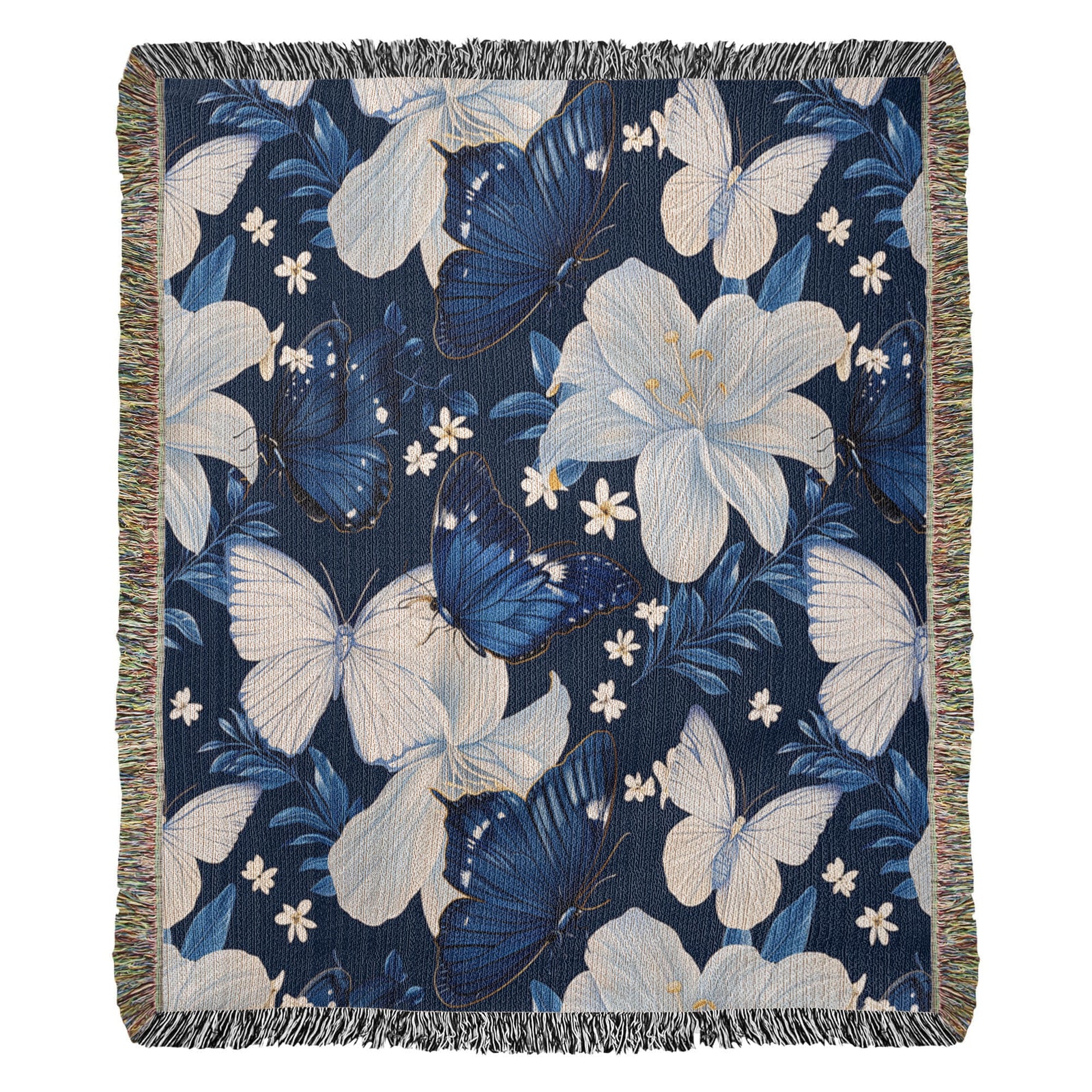 Butterflies And Flowers Pattern 008 - 50" x 60" Heirloom Woven Blanket