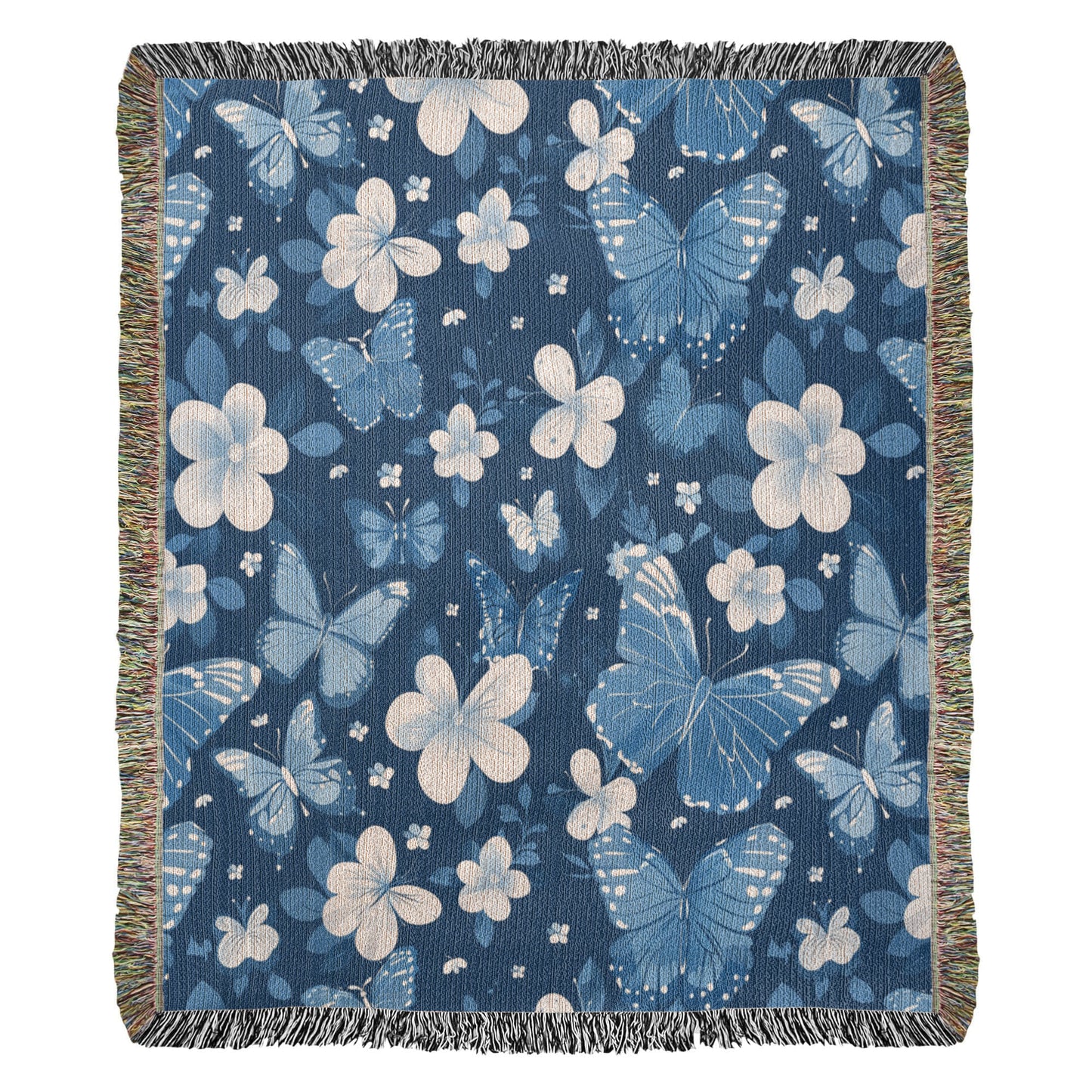 Butterflies And Flowers Pattern 024 - 50" x 60" Heirloom Woven Blanket