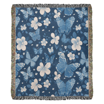 Butterflies And Flowers Pattern 024 - 50" x 60" Heirloom Woven Blanket