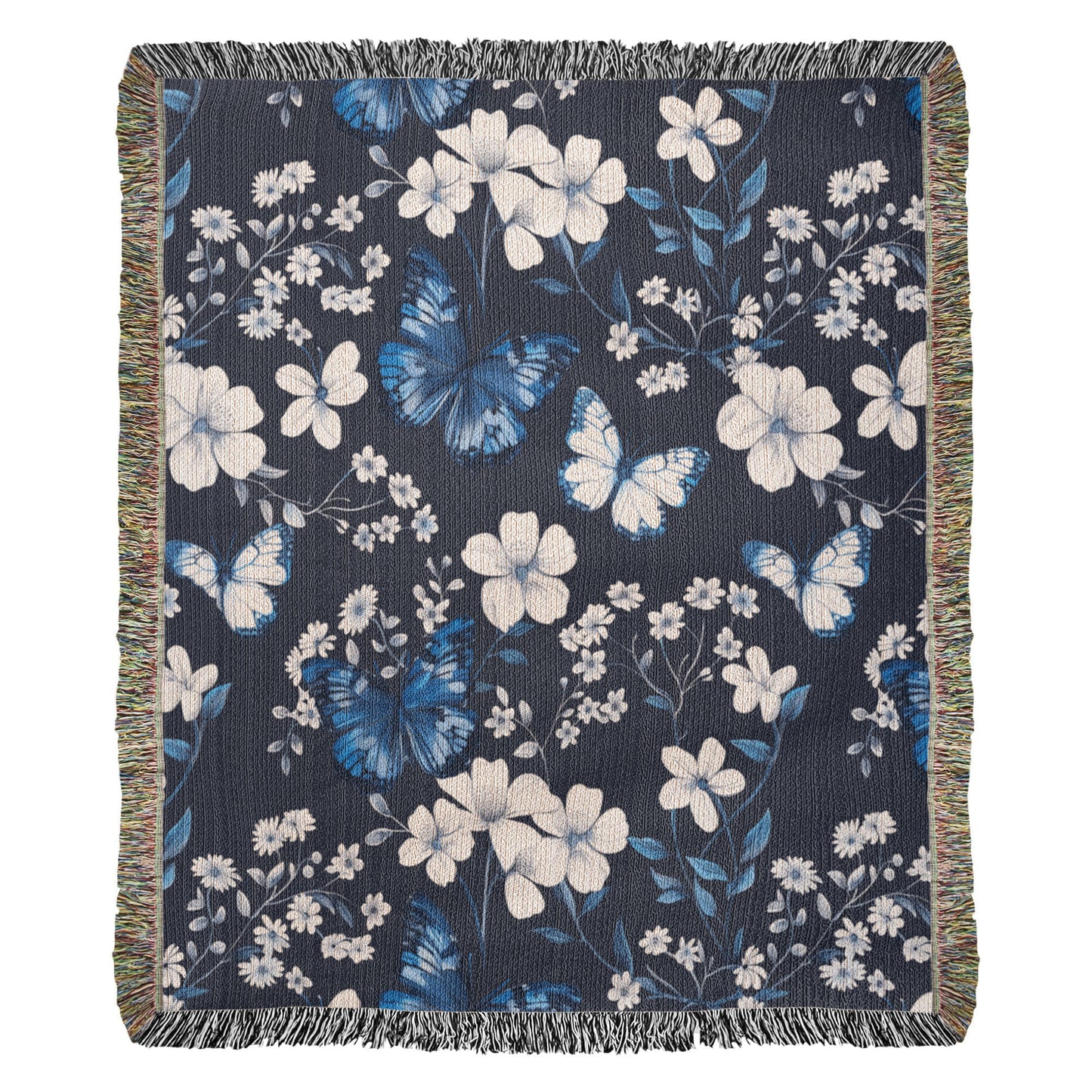 Butterflies And Flowers Pattern 009 - 50" x 60" Heirloom Woven Blanket