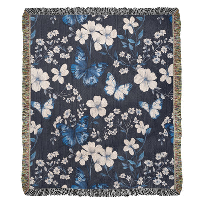 Butterflies And Flowers Pattern 009 - 50" x 60" Heirloom Woven Blanket