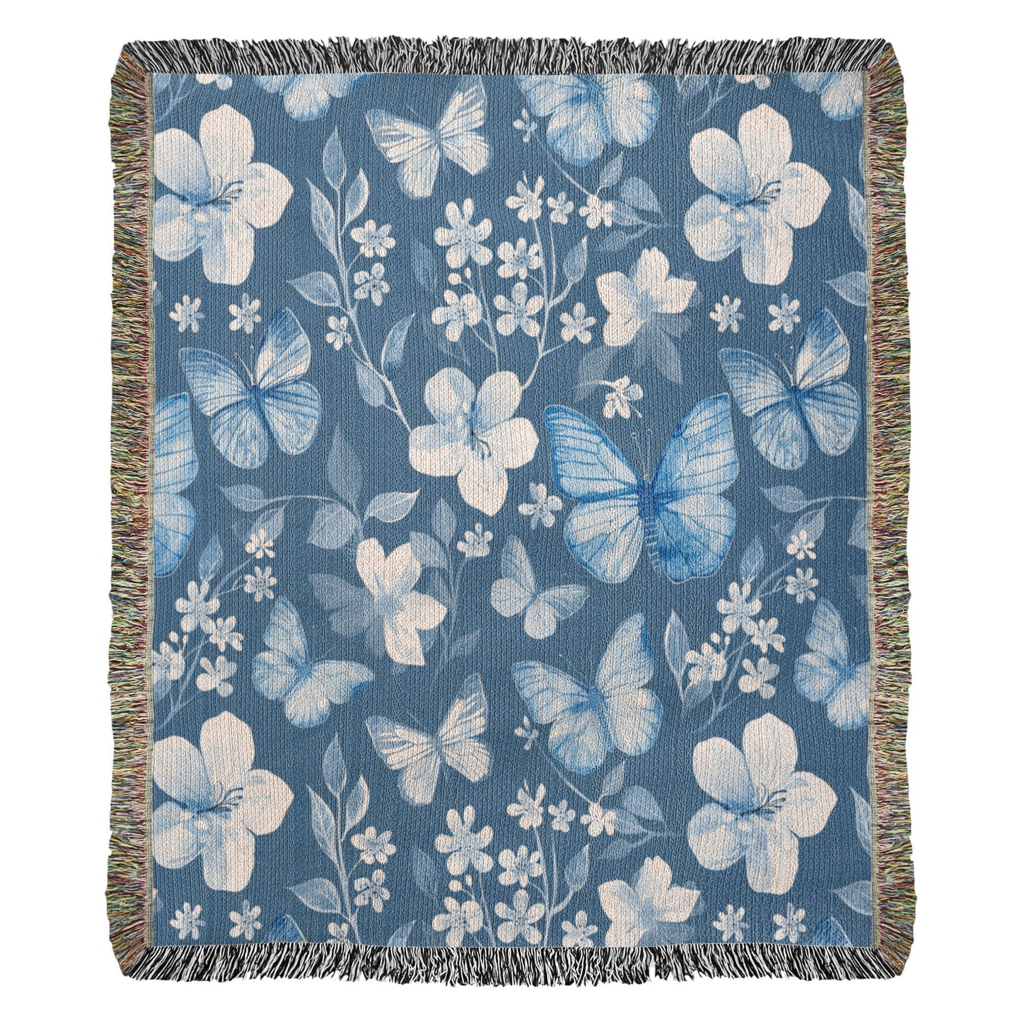 Butterflies And Flowers Pattern 023 - 50" x 60" Heirloom Woven Blanket