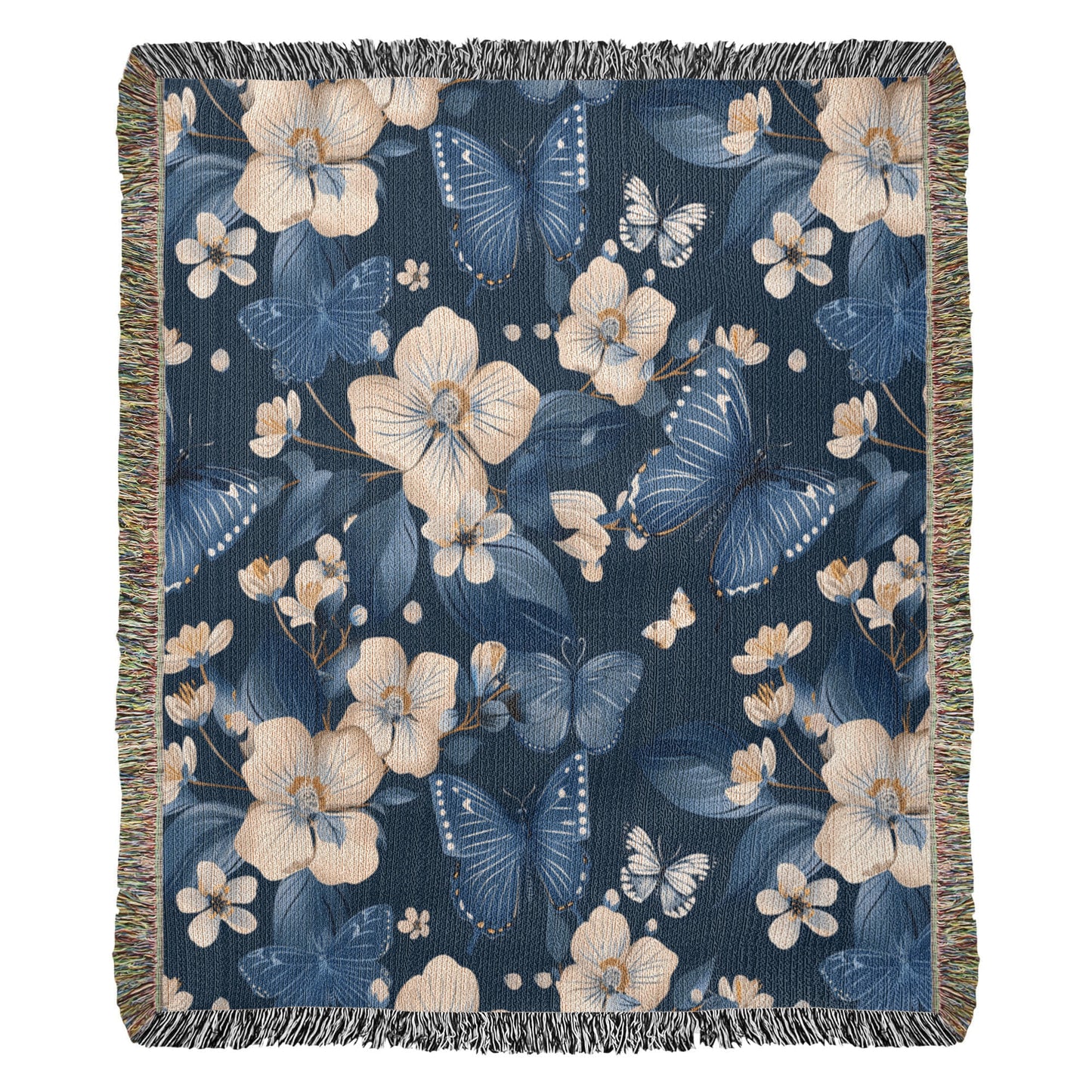 Butterflies And Flowers Pattern 021 - 50" x 60" Heirloom Woven Blanket