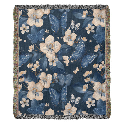 Butterflies And Flowers Pattern 021 - 50" x 60" Heirloom Woven Blanket