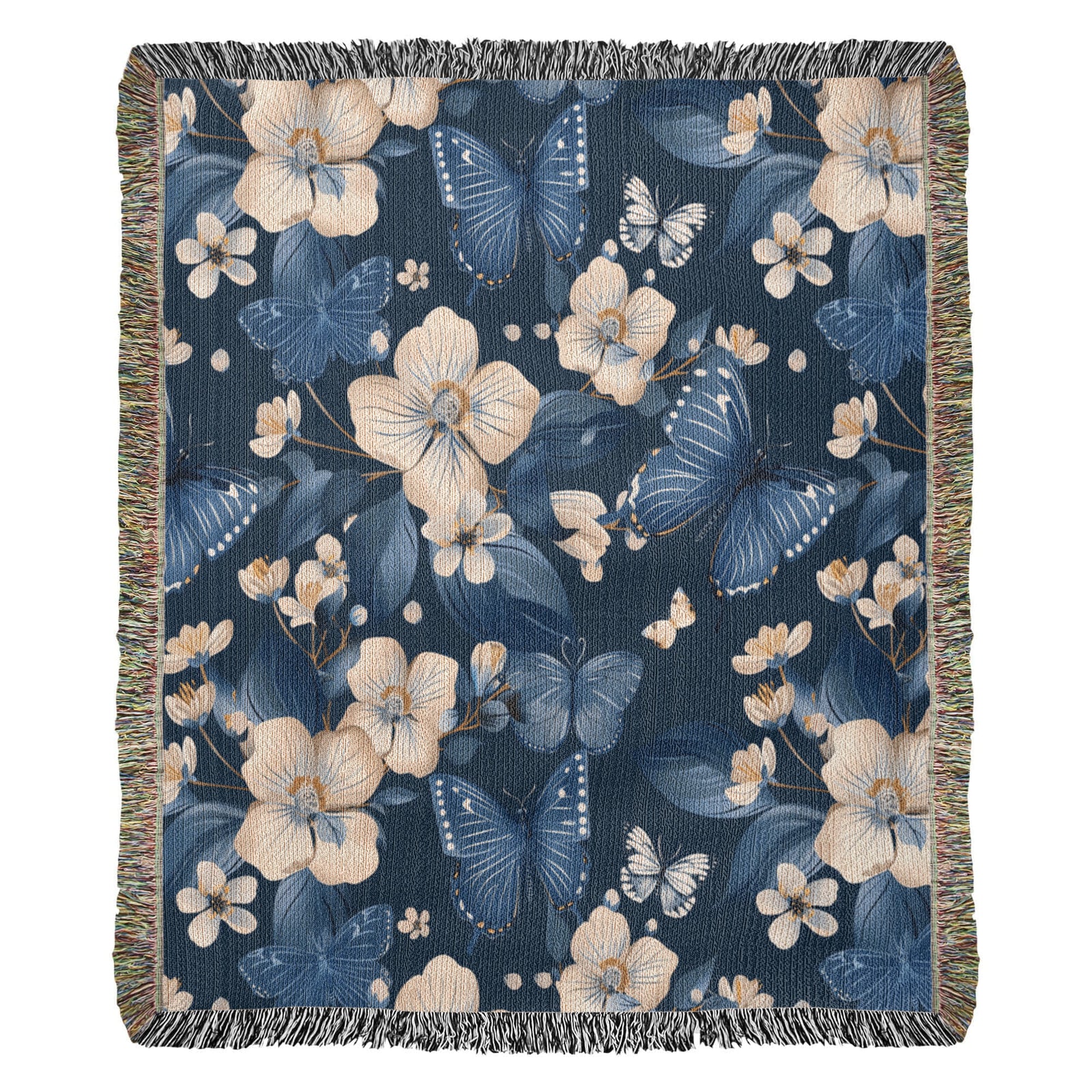 Butterflies And Flowers Pattern 021 - 50" x 60" Heirloom Woven Blanket