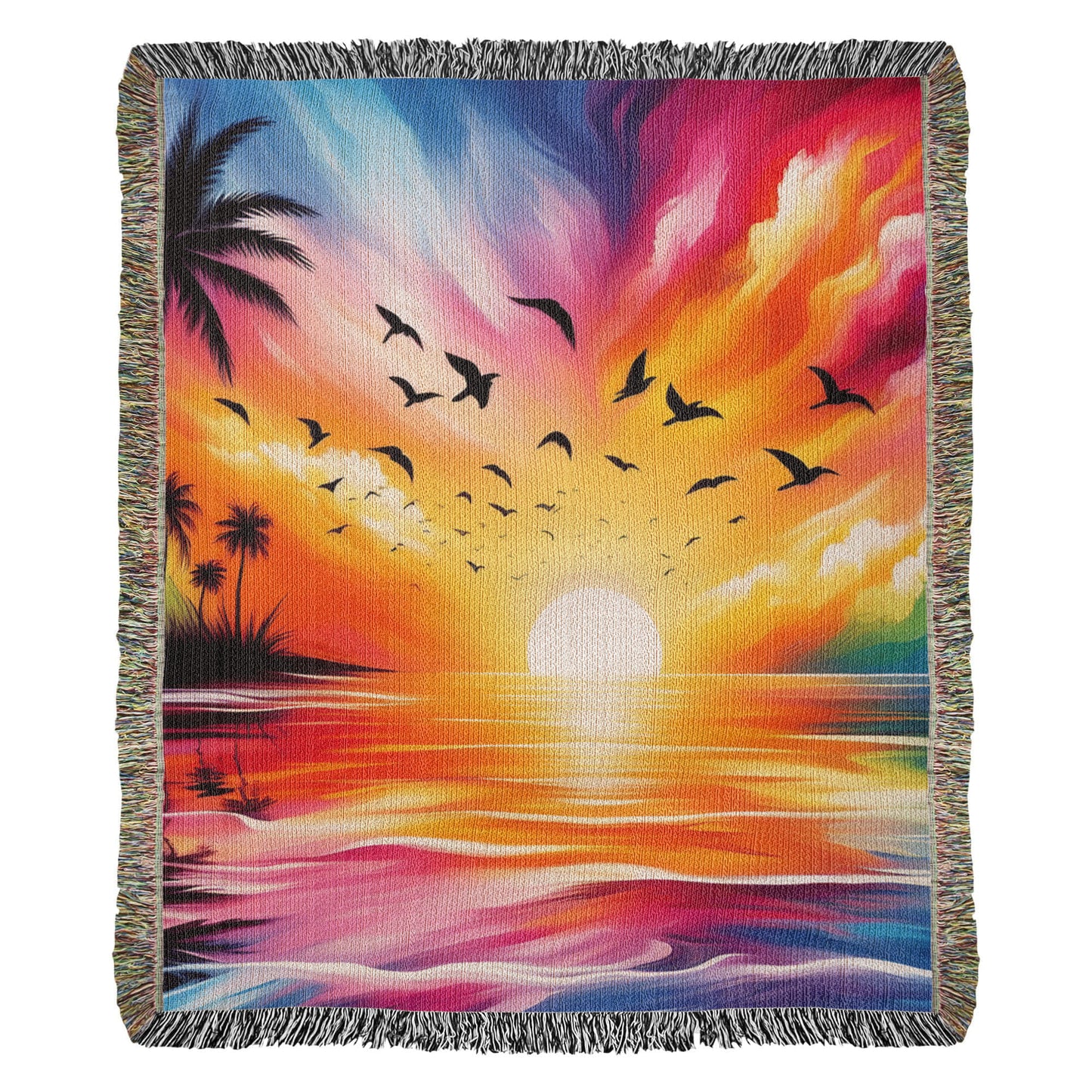 Colorful Sunset 08 - 60" x 80" Heirloom Woven Blanket