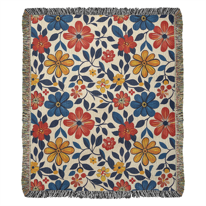 Mexican Floral Fiesta Pattern 042 - 50" x 60" Heirloom Woven Blanket