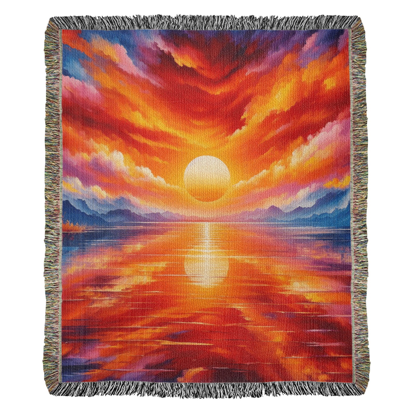 Colorful Sunset 12 - 60" x 80" Heirloom Woven Blanket