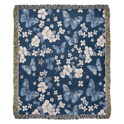 Butterflies And Flowers Pattern 022 - 50" x 60" Heirloom Woven Blanket