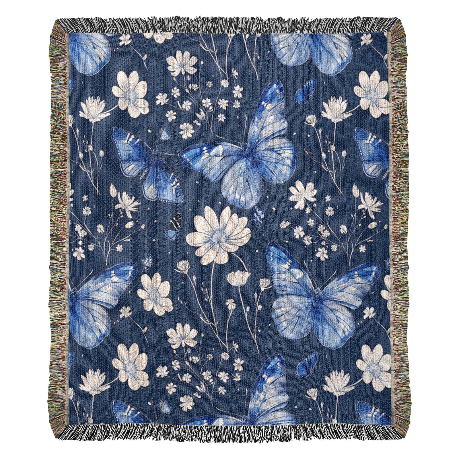Butterflies And Flowers Pattern 014 - 50" x 60" Heirloom Woven Blanket