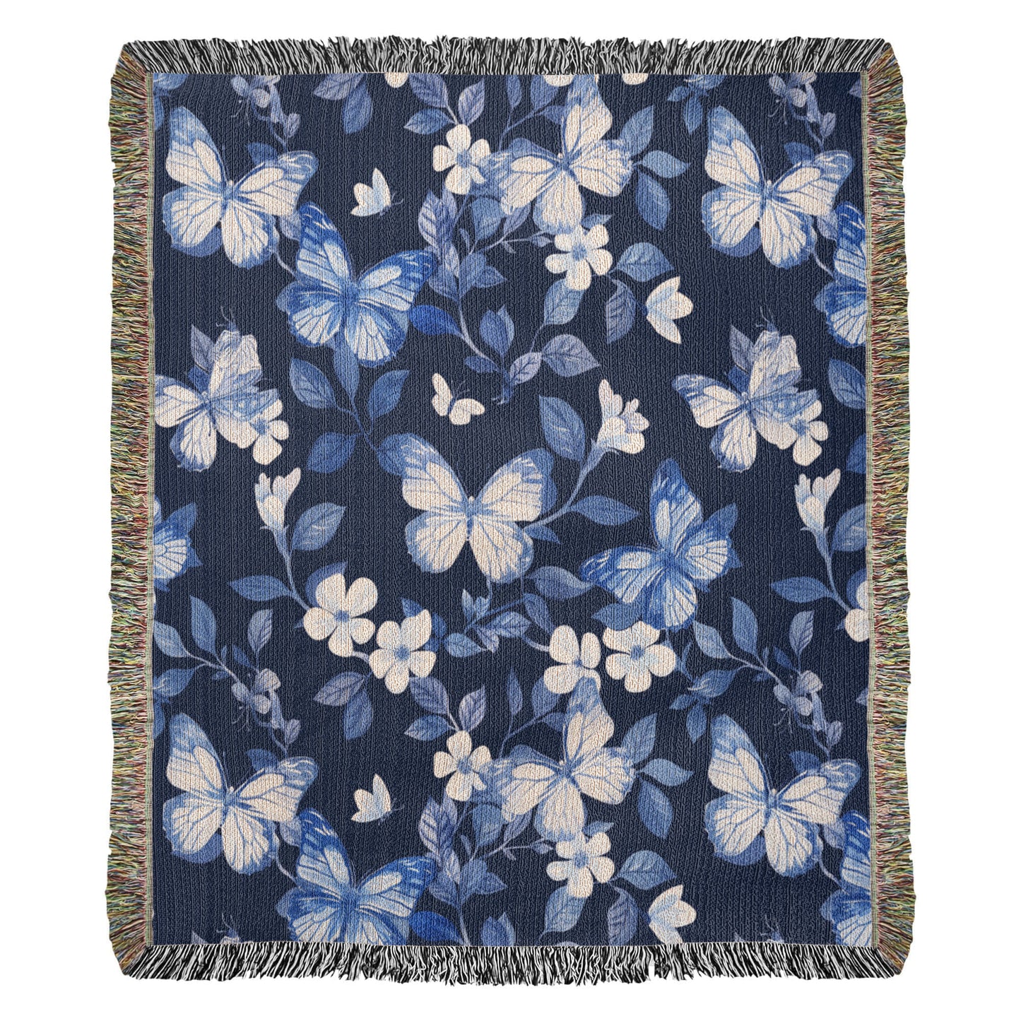 Butterflies And Flowers Pattern 012 - 50" x 60" Heirloom Woven Blanket