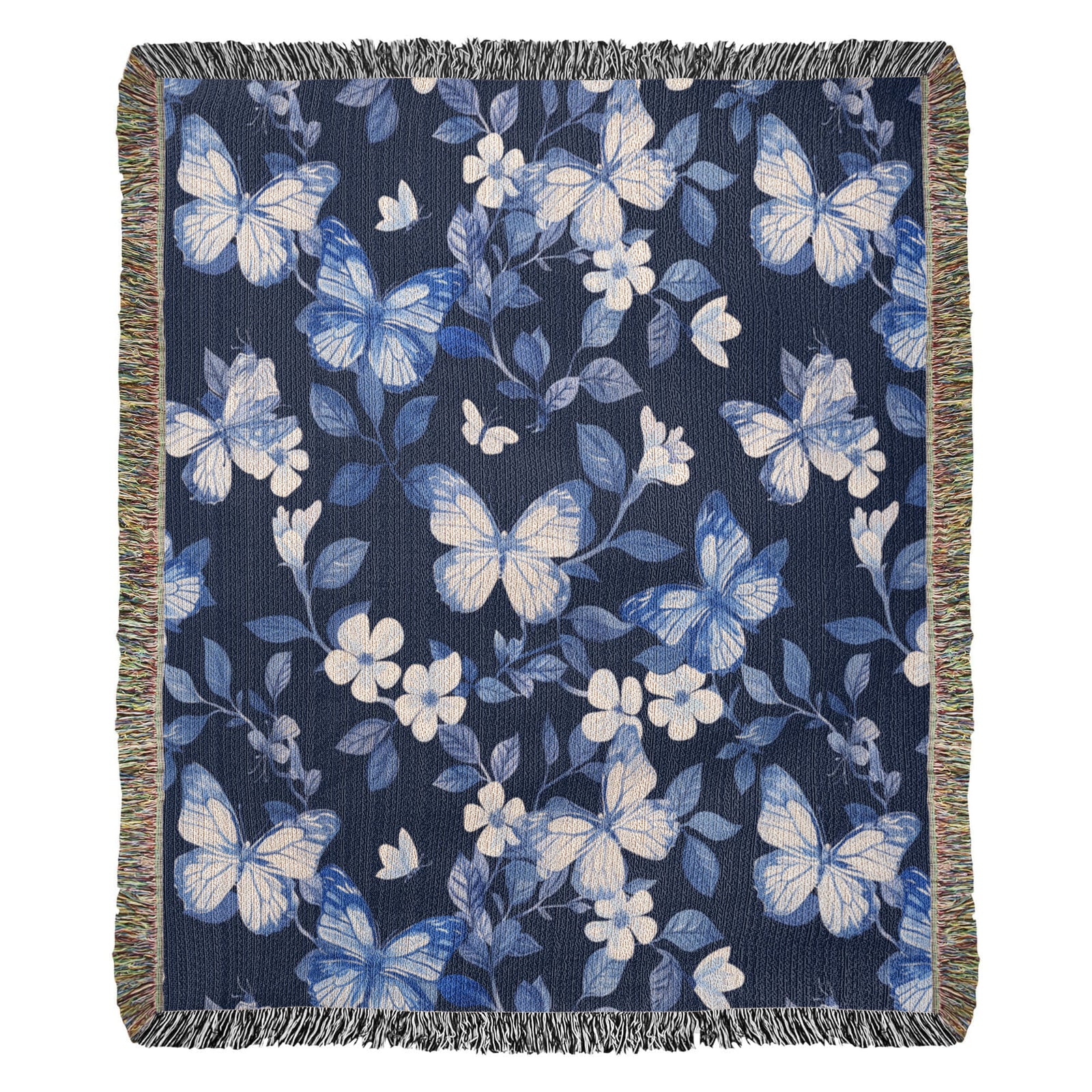 Butterflies And Flowers Pattern 012 - 50" x 60" Heirloom Woven Blanket