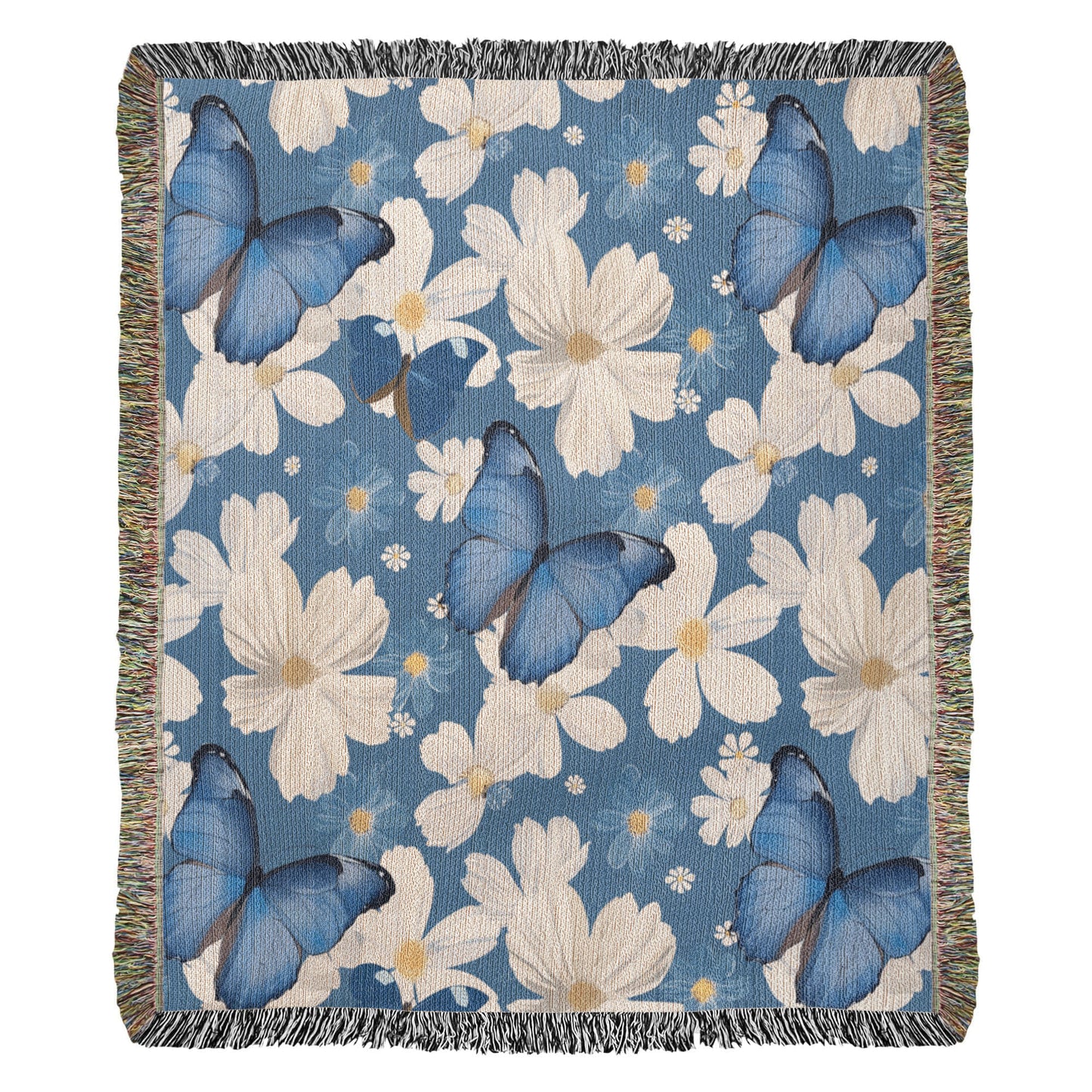 Butterflies And Flowers Pattern 020 - 50" x 60" Heirloom Woven Blanket