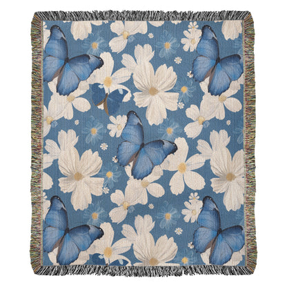 Butterflies And Flowers Pattern 020 - 50" x 60" Heirloom Woven Blanket