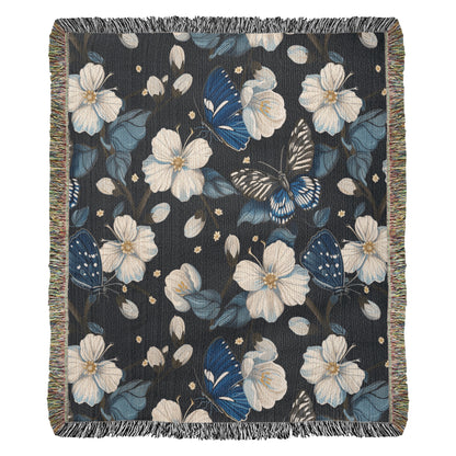 Butterflies And Flowers Pattern 019 - 50" x 60" Heirloom Woven Blanket