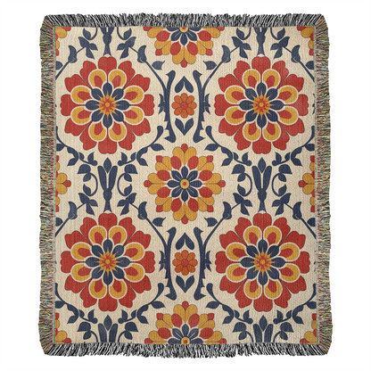 Mexican Floral Fiesta Pattern 047 - 50" x 60" Heirloom Woven Blanket