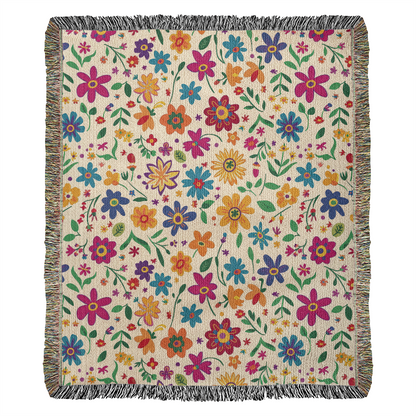 Mexican Floral Fiesta Pattern 005 - 50" x 60" Heirloom Woven Blanket