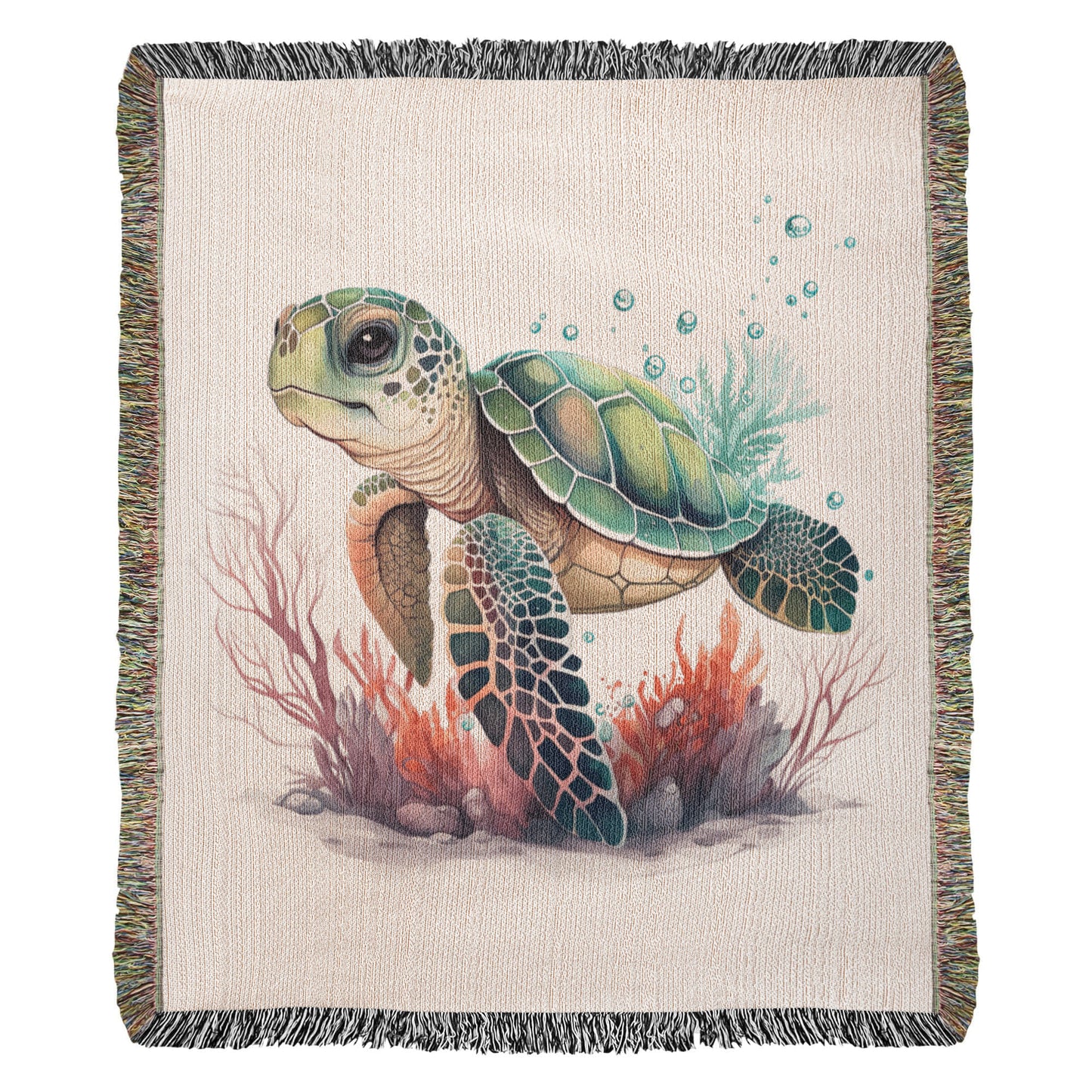Cute Sea Turtle 013 - 50" x 60" Heirloom Woven Blanket