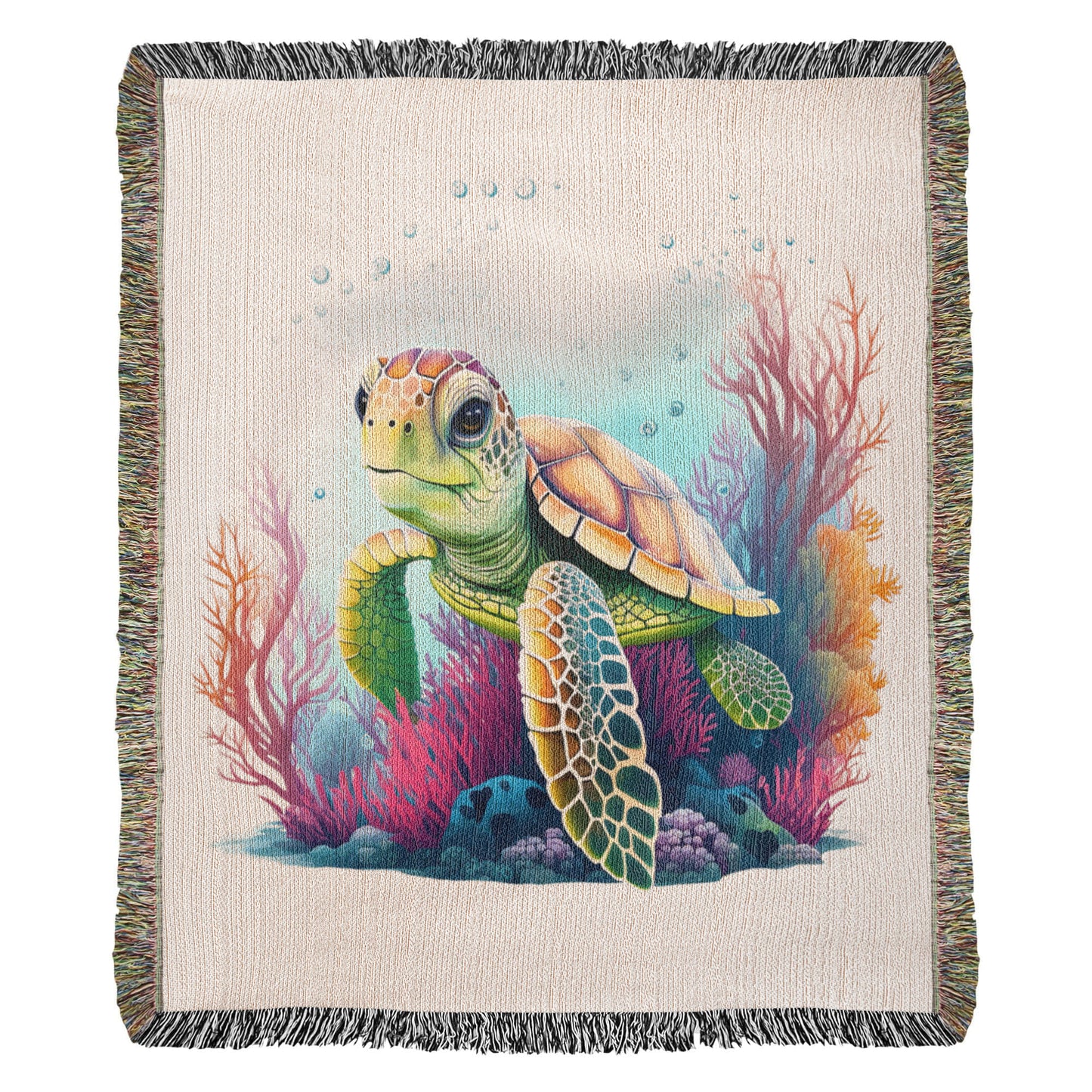 Cute Sea Turtle 006 - 50" x 60" Heirloom Woven Blanket