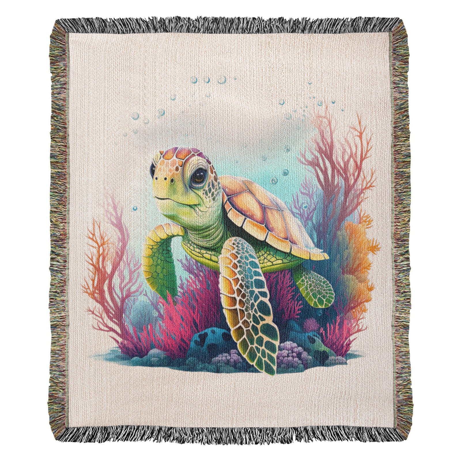 Cute Sea Turtle 006 - 50" x 60" Heirloom Woven Blanket