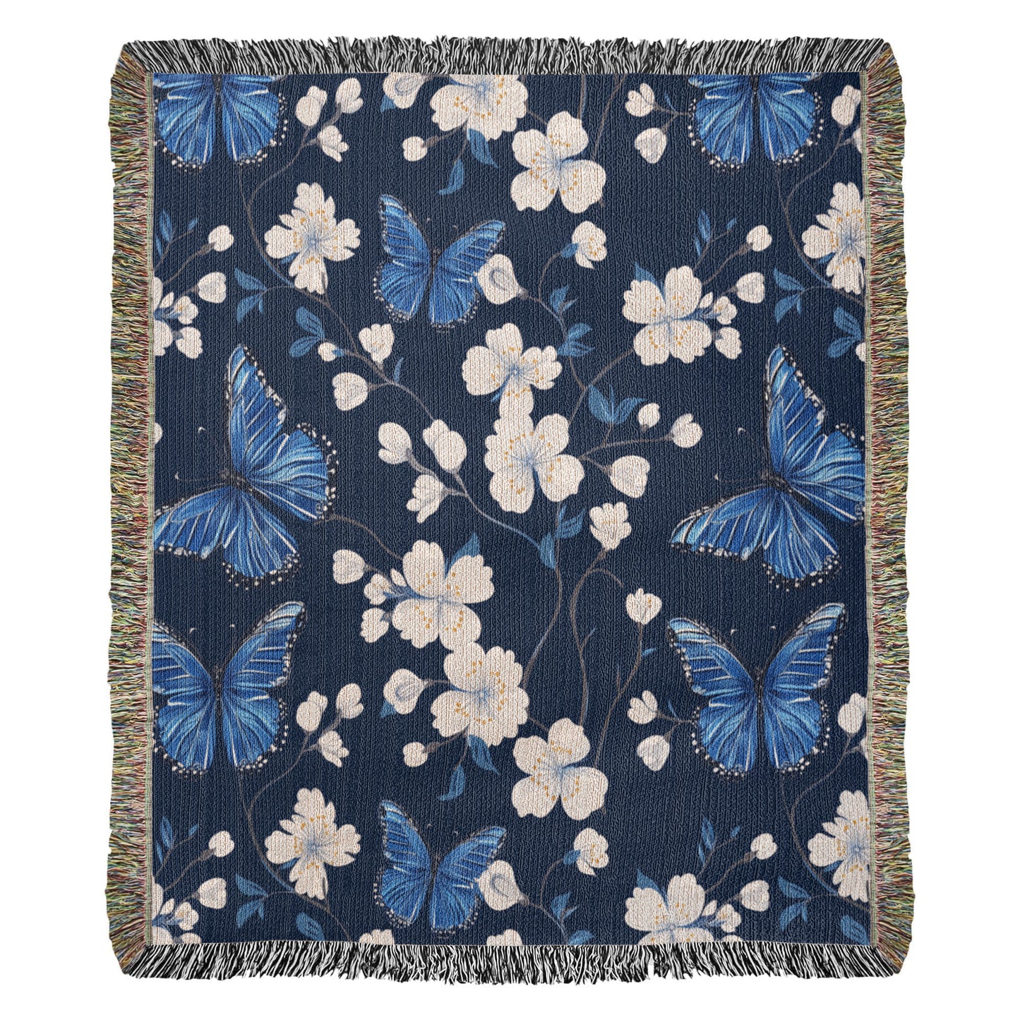 Butterflies And Flowers Pattern 003 - 50" x 60" Heirloom Woven Blanket