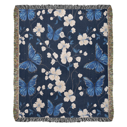 Butterflies And Flowers Pattern 003 - 50" x 60" Heirloom Woven Blanket