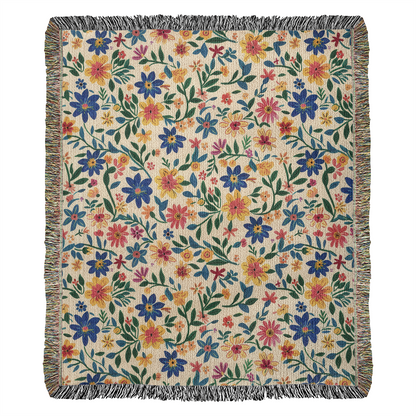 Mexican Floral Fiesta Pattern 006 - 50" x 60" Heirloom Woven Blanket