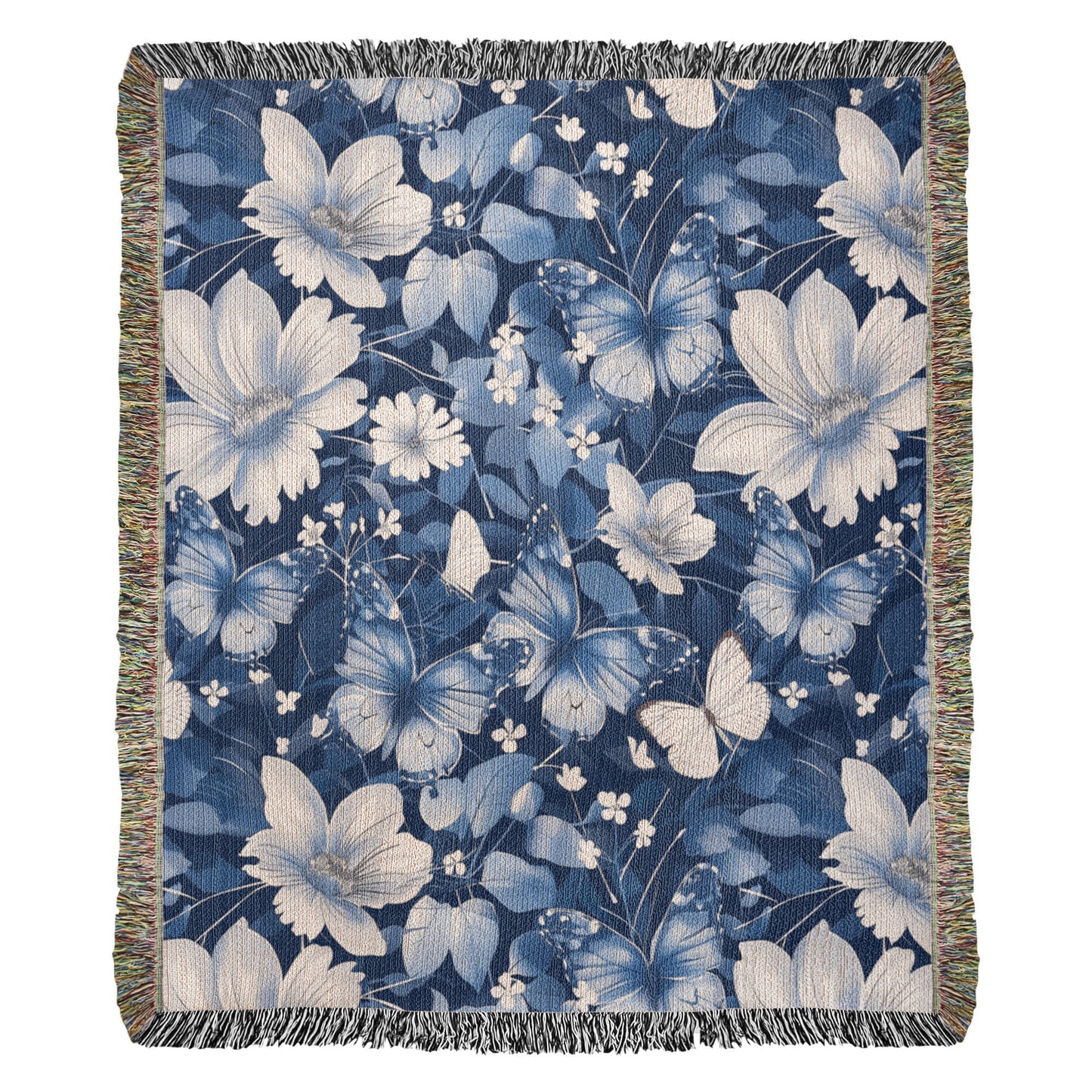 Butterflies And Flowers Pattern 004 - 50" x 60" Heirloom Woven Blanket