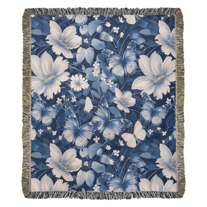 Butterflies And Flowers Pattern 004 - 50" x 60" Heirloom Woven Blanket