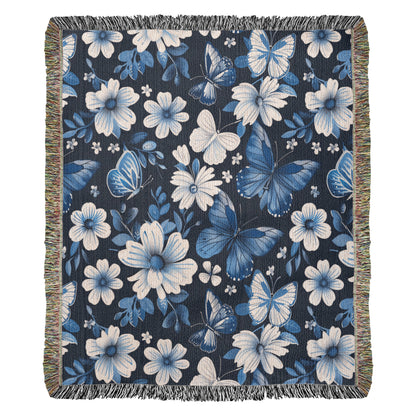Butterflies And Flowers Pattern 010 - 50" x 60" Heirloom Woven Blanket