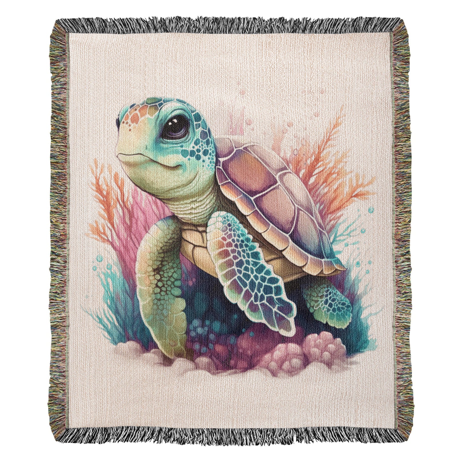 Cute Sea Turtle 012 - 50" x 60" Heirloom Woven Blanket