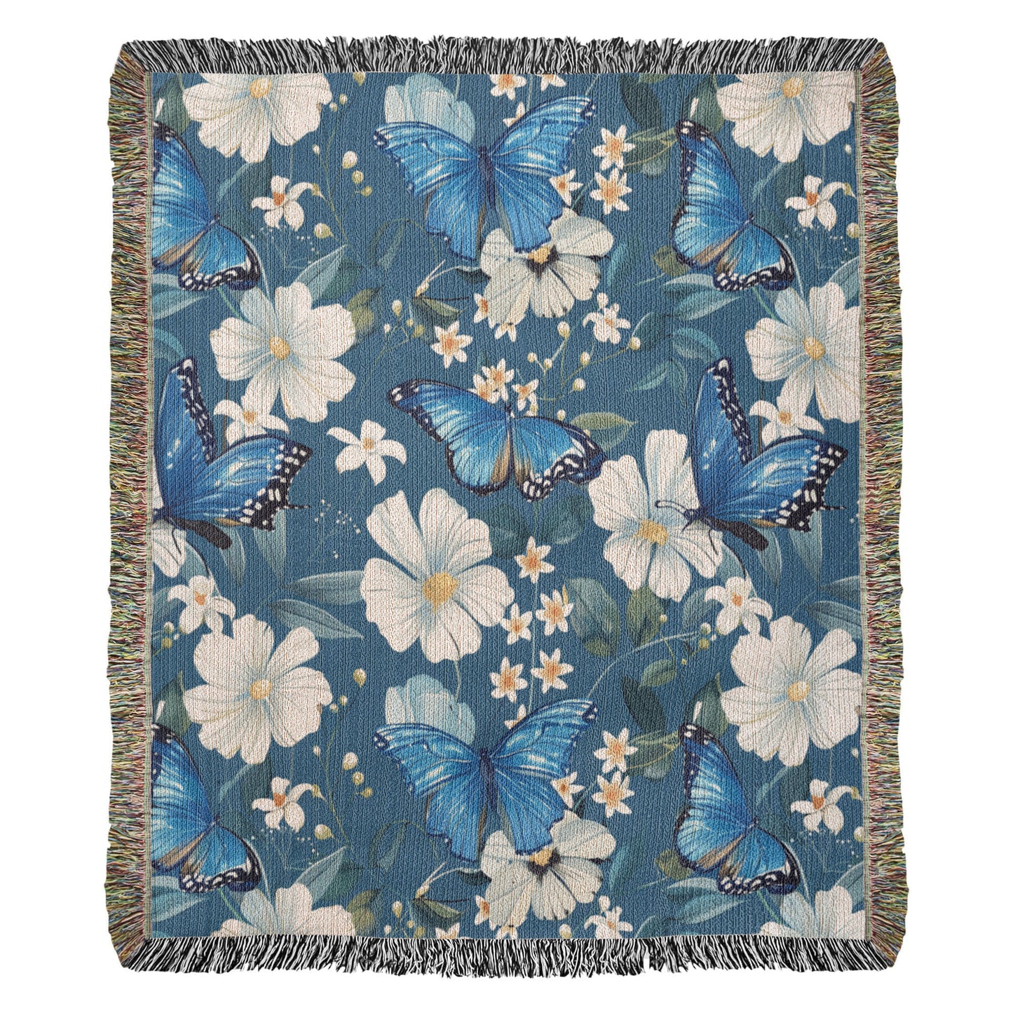 Butterflies And Flowers Pattern 011 - 50" x 60" Heirloom Woven Blanket