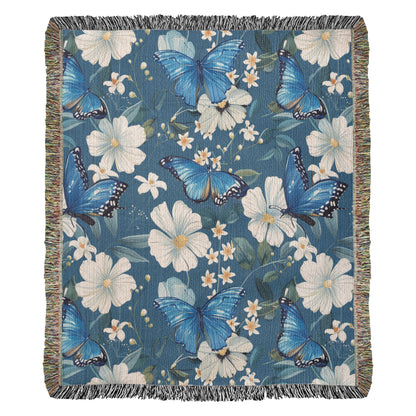 Butterflies And Flowers Pattern 011 - 50" x 60" Heirloom Woven Blanket