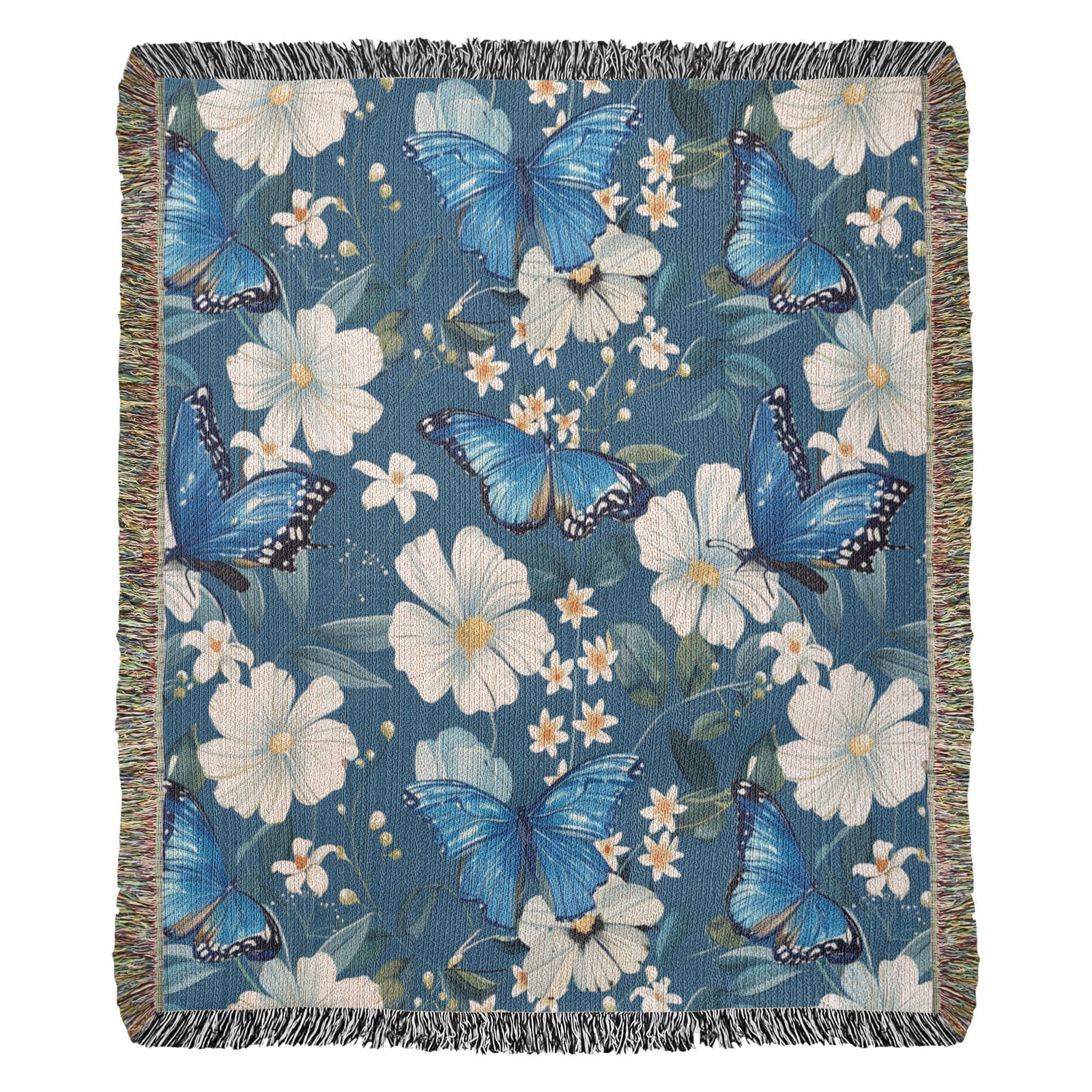 Butterflies And Flowers Pattern 011 - 50" x 60" Heirloom Woven Blanket