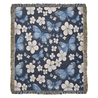 Butterflies And Flowers Pattern 005 - 50" x 60" Heirloom Woven Blanket